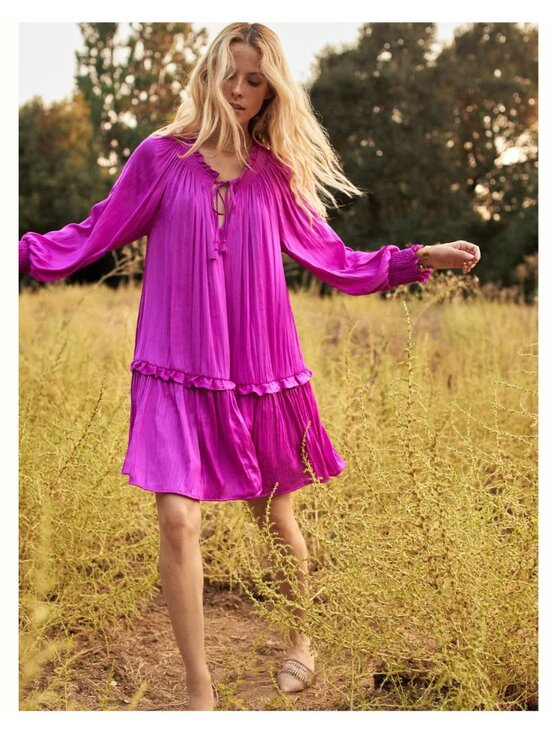 Anthropologie Dresses & Skirts - Anthropologie Giulia Tunic Dress Long Sleeve Satin Ruffle Overside Mini XS